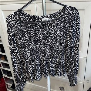 Japna Black and White Patterned Blouse